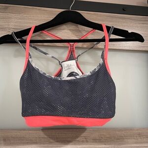 Zella Coral and Gray Strappy Sports Bra